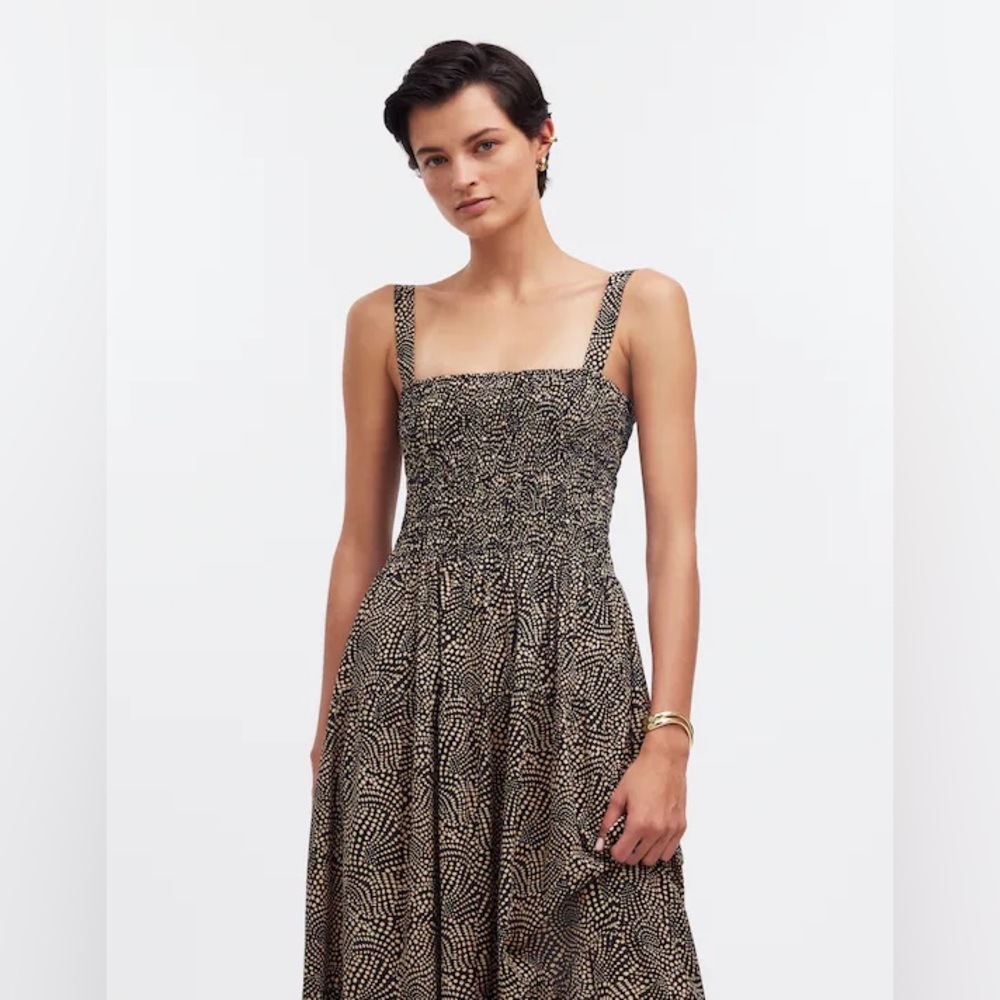 🔥🔥🔥NEW Madewell Smocked Polka Dot Drop-Waist Maxi Dress - Picture 3 of 10